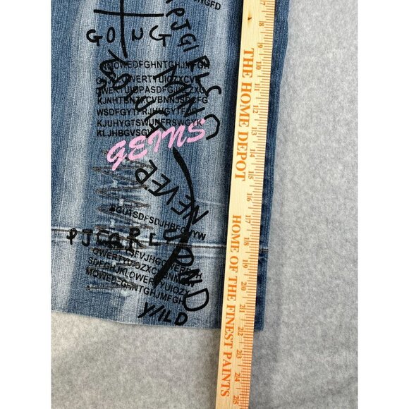 Drama Jeans Graffiti Crop Jeans Size 13 Distressed Juniors - Picture 12 of 13